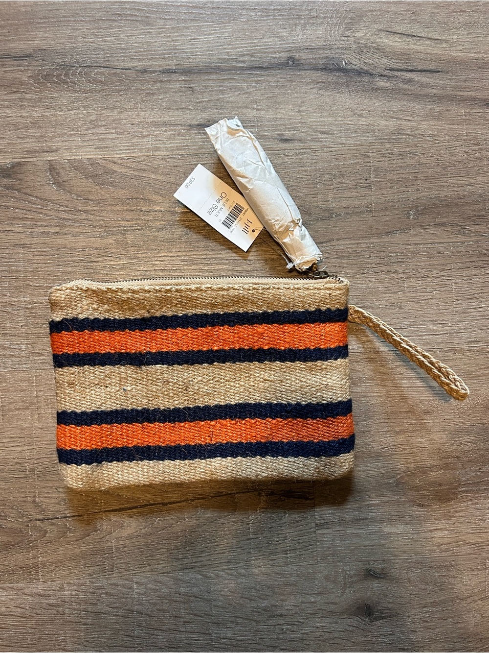 J. Jill Wristlet Clutch Pouch Womens Small Blue Multi Stripe Zip Top